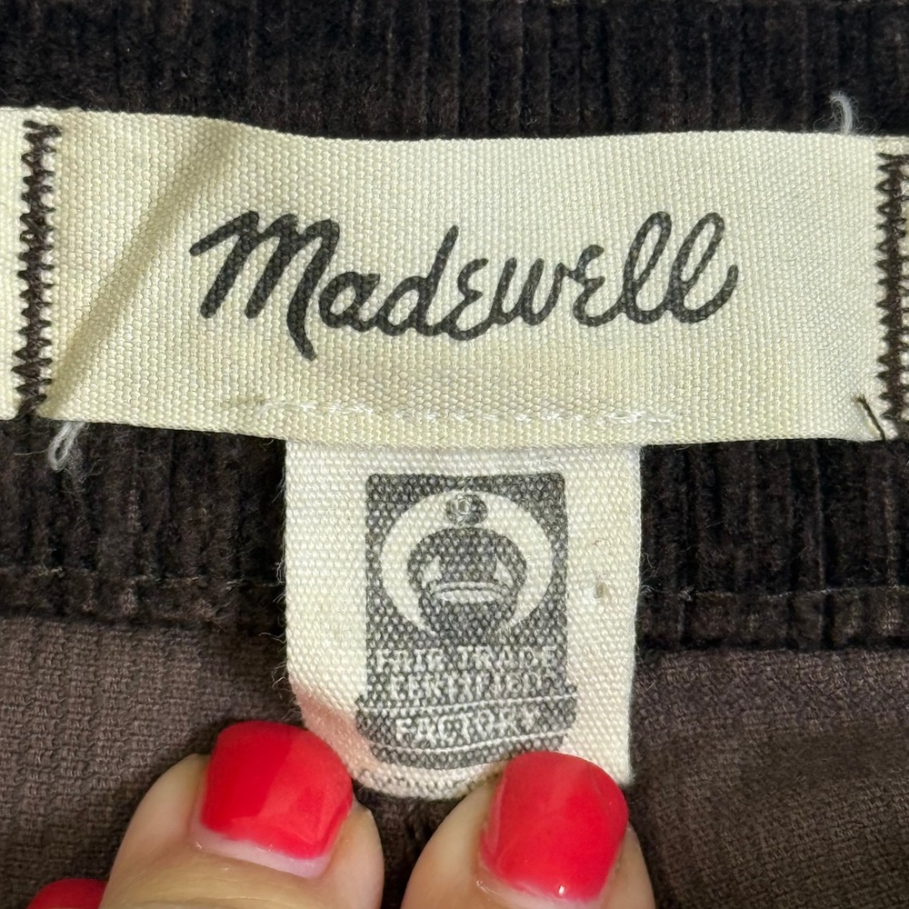 Madewell Emmett Wide-Leg Pants Womens 32 Brown Excellent Corduroy High Rise - Picture 4 of 8